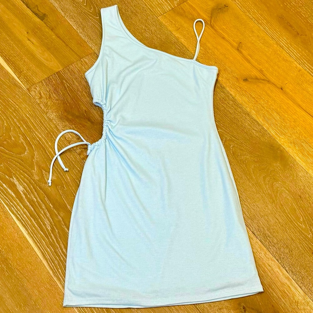 Le Lis Collection Sky Blue Ribbed Dress Medium